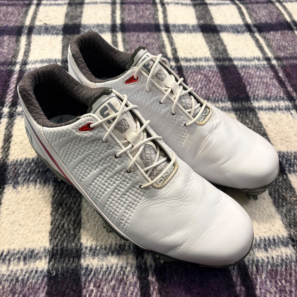Footjoy FJ DNA 2.0 Mens Golf Shoes Size 7‎ White with Red Stripe 53310 - Picture 2 of 8